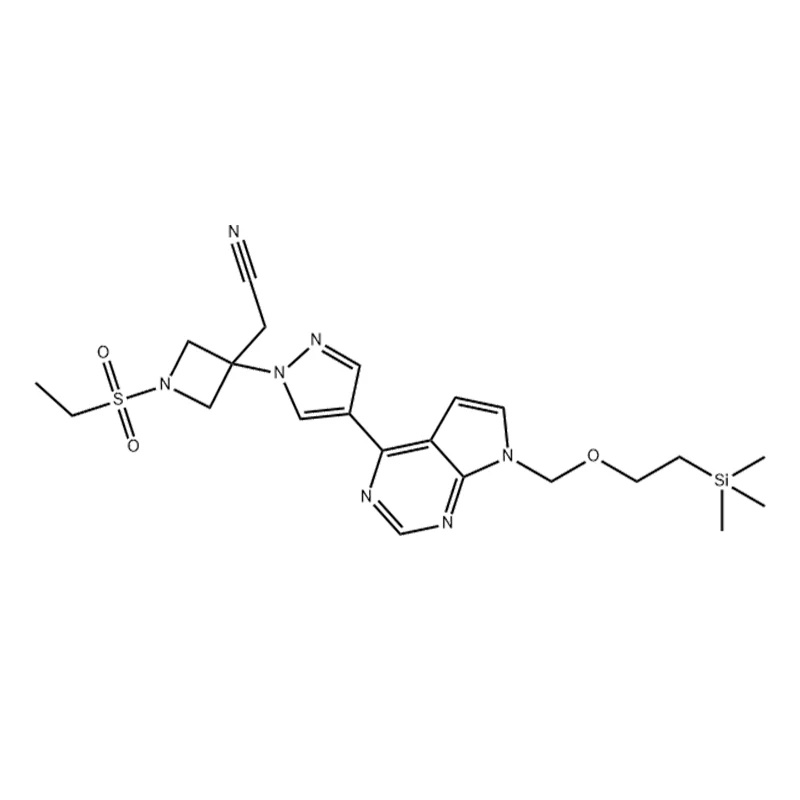 2-(1-(etylsulfonyl)-3-(4-(7-((2-(trimethylsilyl)etoxy)metyl)-7H-pyrrolo[2,3-d]pyrimidin-4-yl)-1H-pyrazol-1-yl)azetidin-3-yl)axetonitril
