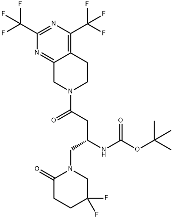 tert-Butyl ((1S)-3-{2,4-bis(triflometyl)-5,8-dihydropyrido[3,4-d]pyrimidin-7(6H)-yl}-1-[(5,5-diflo-2-oxopiperidin-1-yl)metyl]-3-oxopropyl)cacbamat